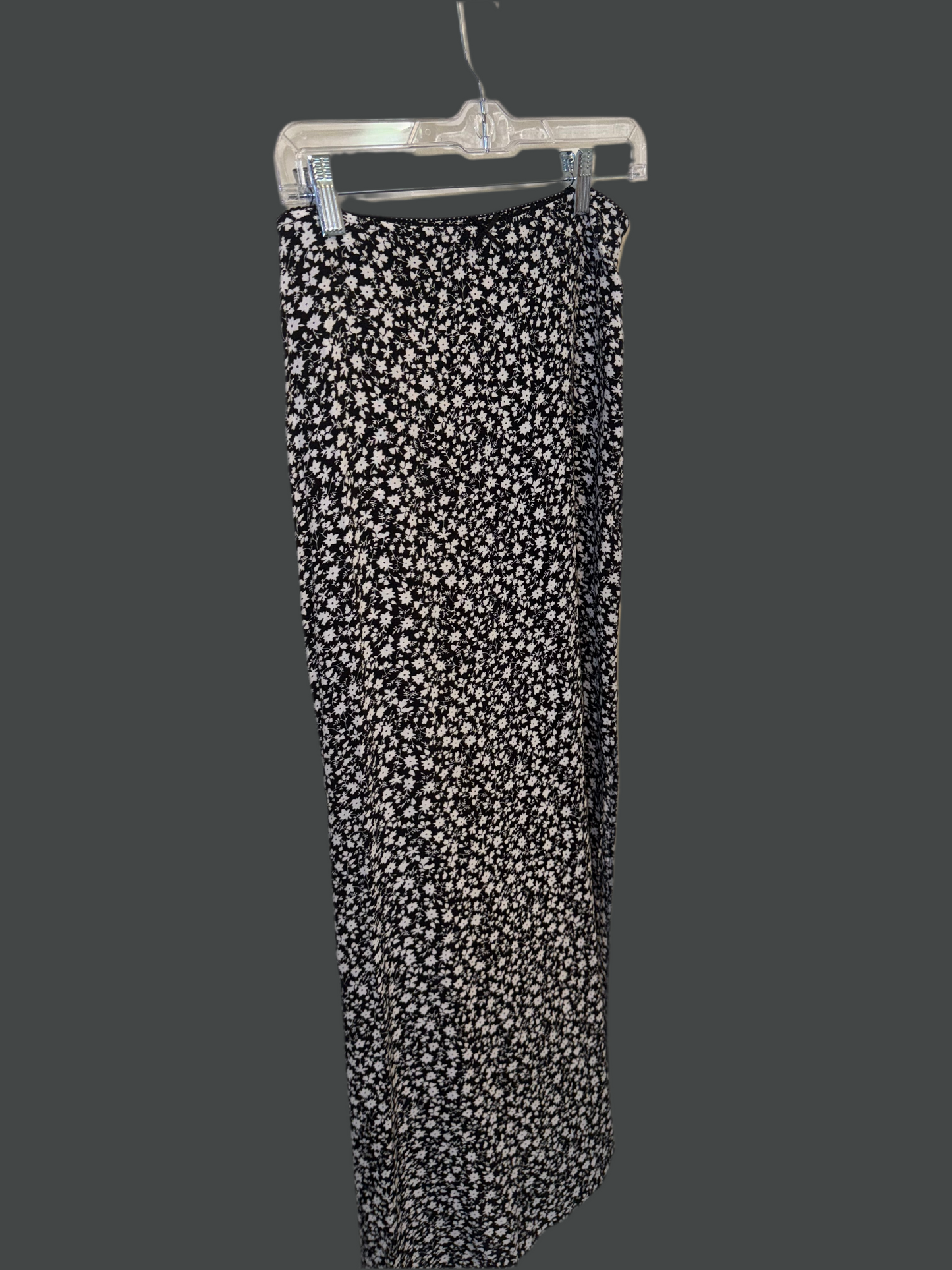 Black and white floral maxi skirt