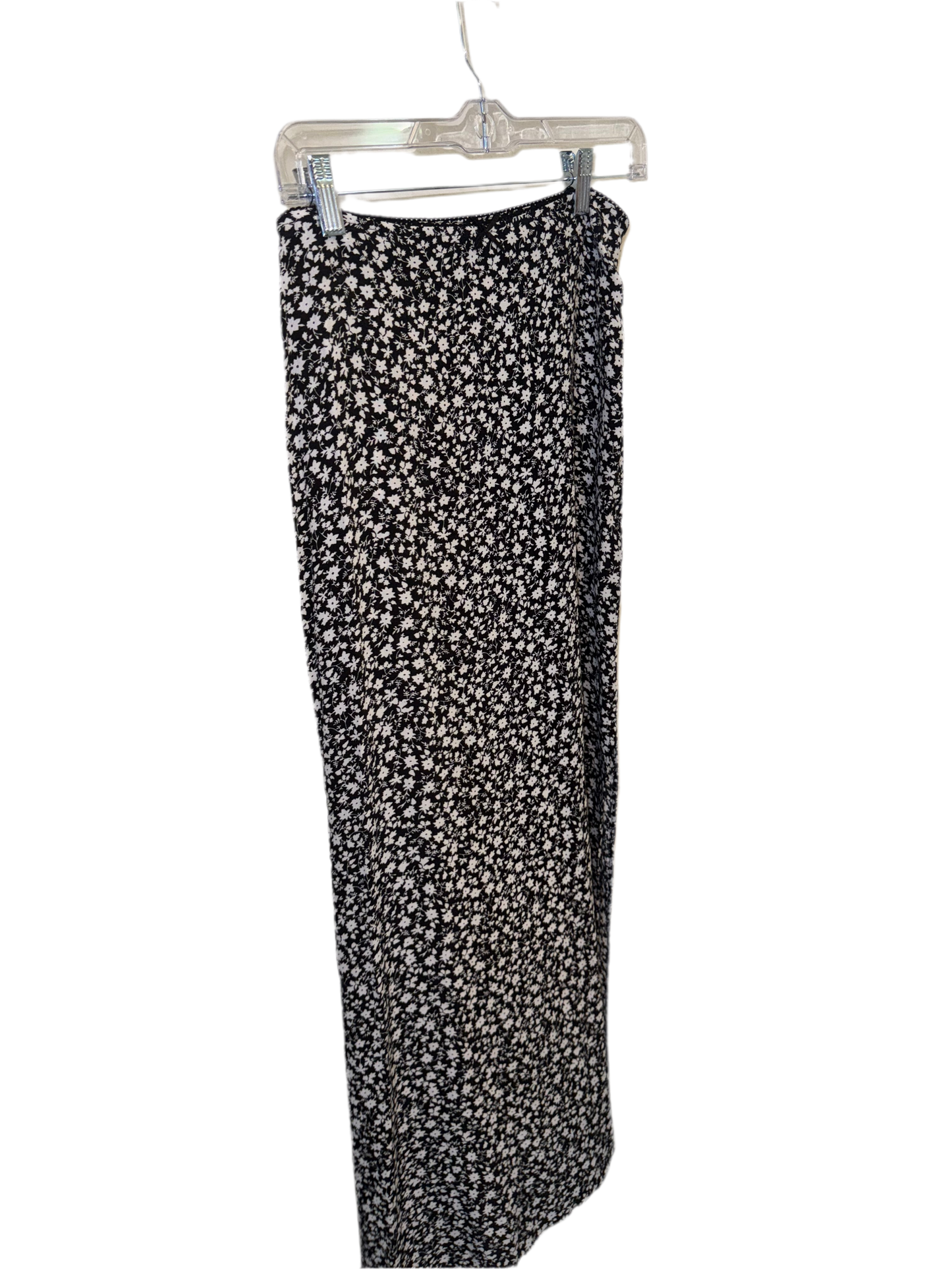 Black and white floral maxi skirt