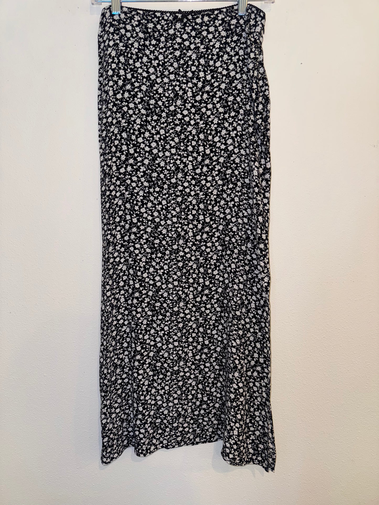 Black and white floral maxi skirt