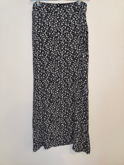 Black and white floral maxi skirt
