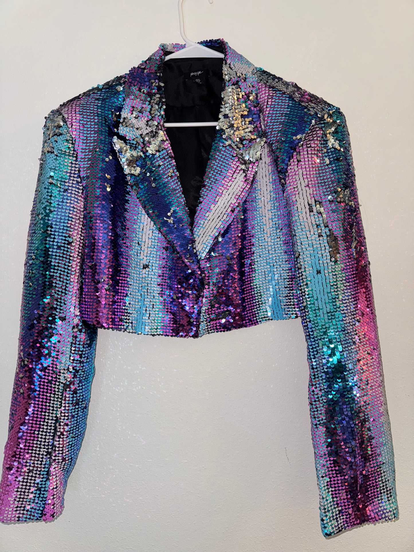 Purple and Blue Cropped Sequin Jacket