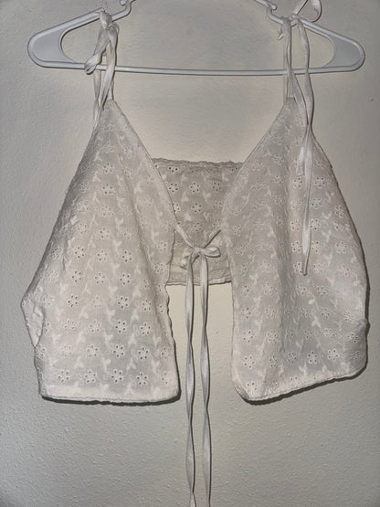 White Front Tie Top