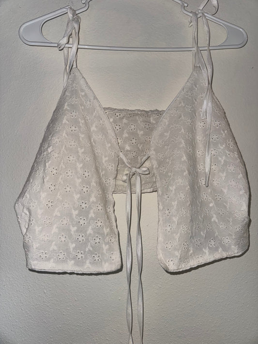 White Front Tie Top
