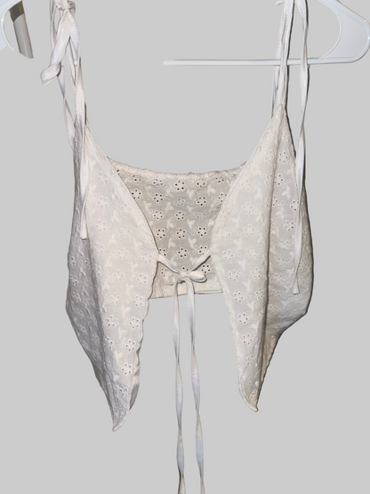 White Front Tie Top