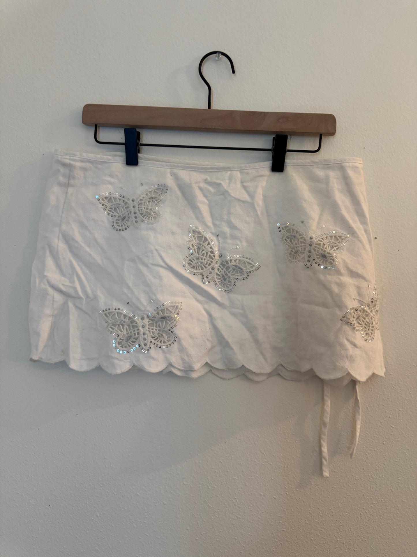 White Sequin Butterfly Urban Outfitters Skirt
