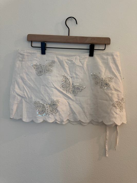 White Sequin Butterfly Urban Outfitters Skirt